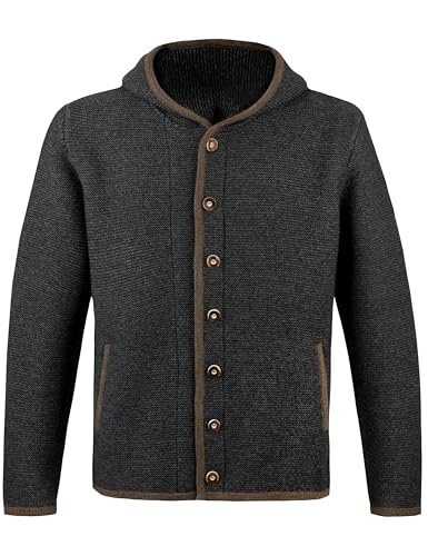 HerzSticht Herren Trachtenjacke (Modell: Wendelstein), Trachten Strickjacke Anthrazit 52