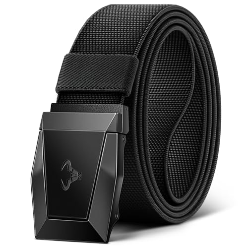 BULLIANT Taktischer Gürtel, Gürtel Herren Arbeitsgürtel Militär Wandern 3,8cm,Schnellverschluss Metallschnalle(Schwarz,115cm/34-38