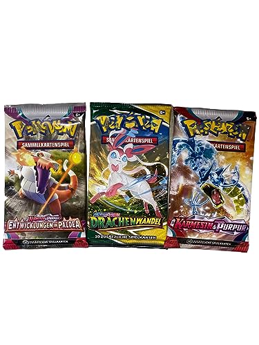 HEART FOR CARDS Heartforcards Versandschutz kompatibel mit Booster Packungen + 3 PKM deutsche Packs Originale Mystery Sammelkarten