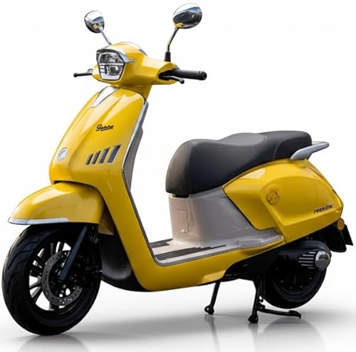 Elektroroller Futura Future E-Roller 3000 Watt 45 km/h herausnehmbarer Akku 80 km Reichweite herausnehmbar 90 km Reichweite Topcase LED Straßenzulassung, gelb