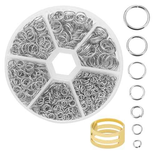 Hurifeng DIY Schmuck Zubehör Set – Schmuckherstellung Materialbox mit Öffnungsringen, ideal für Ohrringe, Halsketten, Armbänder, Anhänger (Silber)