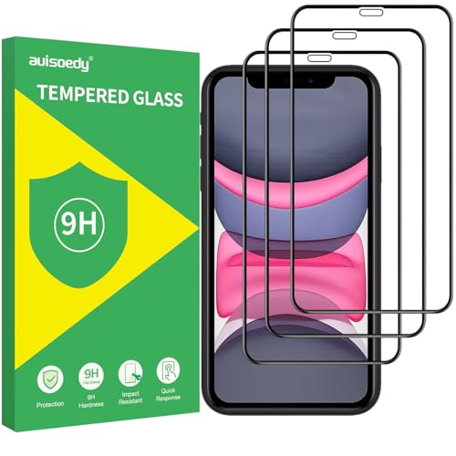 3 Stück Schutz Gehärtetem Glas Tempered Glass für iPhone 11, iPhone XR, Full Screen Schutzfolie Displayschutz Folie Anti Kratzen 9H Härte Displayschutzfolie 6,1 Zoll Schwarzer Rand Fest Ultra Klar