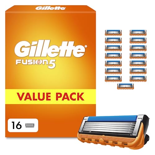 Gillette Fusion5 Rasierklingen, 16 Original Ersatzklingen, Klingen für Herren mit Größerem Gleitstreifen für Ein Sanftes Gleiten und 5 Klingen für Eine Unglaublich Gründliche und Komfortable Rasur