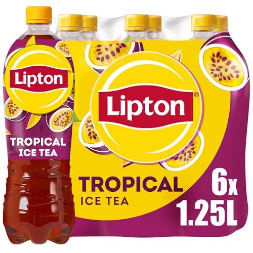 Lipton Ice Tea Tropical, Eistee mit Mango & Maracuja Geschmack, EINWEG (6 x 1.25 l) (Verpackungsdesign kann abweichen)