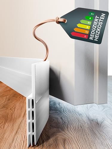 Zugluftstopper für Türen 100cm Weiß - Türdichtung Selbstklebend extra stark - Tür Zugluftstopper für maximale Isolierung - Luftzugstopper für Türen - Tür Zugluftstopper für Türen