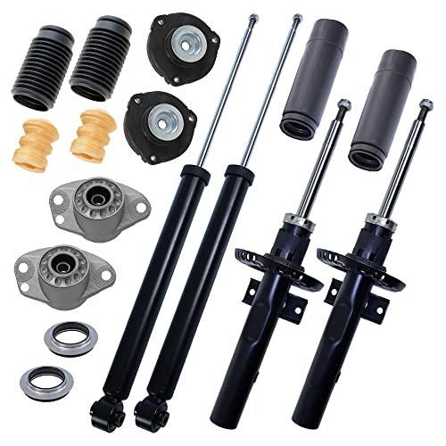 BESTPRICE 4x Gasdruck Stoßdämpfer Vorne und Hinten Federbein inkl. Domlager & Staubschutzsatz, Kompatibel mit SKODA FABIA 1 (6Y2), FABIA 1 (6Y3), FABIA 2(542)(545); VW POLO (9N_, 9A_)