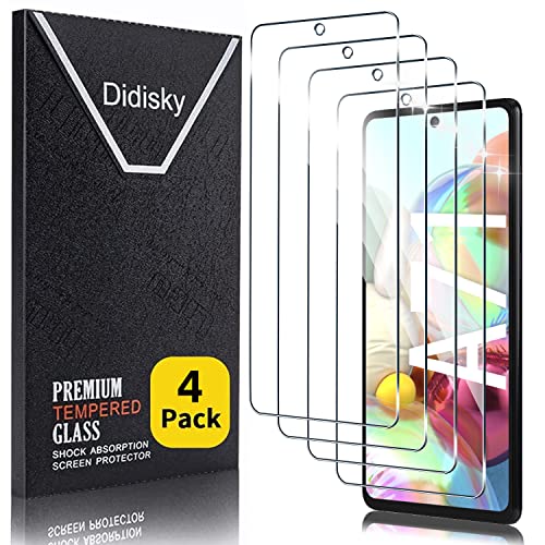 Didisky 4 Stück Schutzfolie Kompatibel mit Samsung Galaxy A71, 9H Hartglas, Keine Blasen, High Definition Schutzfolie, Einfach anzuwenden, Fall-freundlich