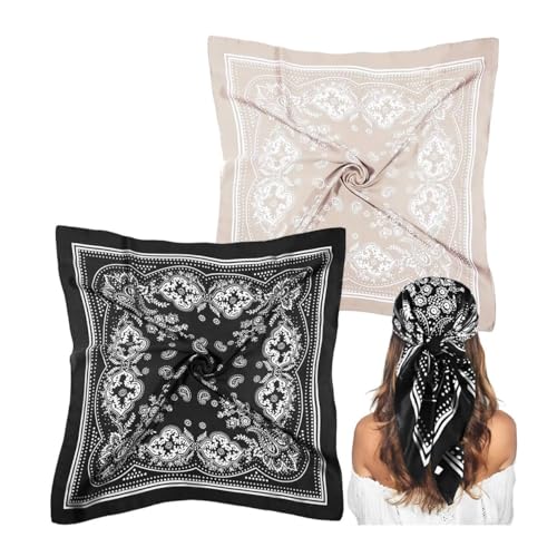 HSUYUN 2 Stück Seidentücher, 70 x 70 cm Kopftücher für Damen