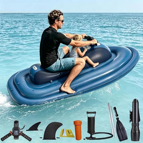 moupeaktain Elektrisches Schlauchboot Mit Motor für 2 Personen, 500 W/700 W Unterwasser Scooter, 3–9 km/h, 130 Min Laufzeit, 40 m Tiefe – Ideal für Tauchen, Angeln & Küstenabenteuer 10A