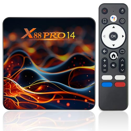 Android 14.0 TV Box, Android Box 2GB RAM 16GB ROM RK3518 Quad-Core 64bit Cortex-A53, TV Box Support 2.4/5.0GHz mit 4K UHD und 100M Ethernet USB 3.0/2.0 Smart Box