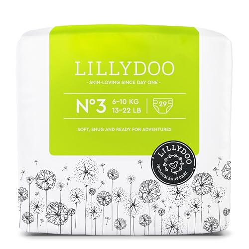 LILLYDOO hautfreundliche Baby Windeln - Größe 3 (6+ kg), 29 Stück, Sicherer Auslaufschutz, Weich, Ohne Parfüme & Lotionen für empfindliche Haut, Dermatologisch getestet