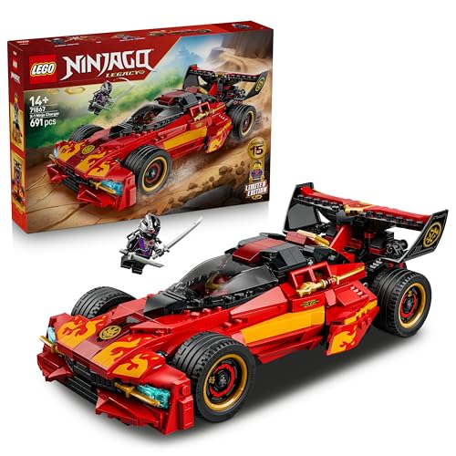 LEGO NINJAGO 15-jähriges Jubiläum: X-1 Ninja Supercar - Rennwagen Modellbau mit Motorrad und 3 Minifiguren inkl. Kai - Geschenkidee für Jungen ab 14 Jahren und Erwachsene Fans - 71867