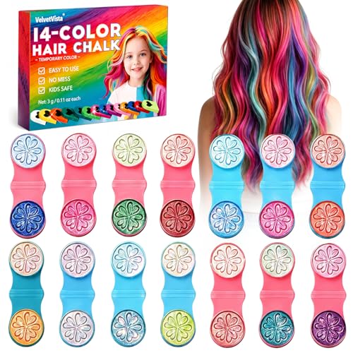 14 Farben Haarkreide Set, Auswaschbare Farben Haarkreide, Tragbare Nicht Klebrige Temporäre, DIY-Haarfarbe, für Karneval, Cosplay, Geburtstag(Perlmuttfarbe + Fluoreszierend)
