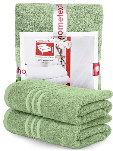 DecoHomeTextil Handtuch-Set 2 Handtücher 50 x 100 cm in Salbeigrün aus 100% Baumwolle, hochwertig, kuschelweich und saugstark