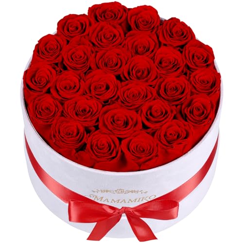 27 konservierte Rosen in Wildleder-Box, Infinity Rosen, Ewige Rote Rosen, Rosenbox, Geschenke für Frauen, Valentinstag, Muttertag, Geburtstag, Jahrestag für Ehefrau, Freundin oder Mama