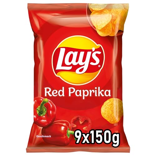 Lay's Red Paprika – Knusprig gewürzte Kartoffelchips für eine gelungene Party, 9 x 150 g (Verpackungsdesign kann abweichen)