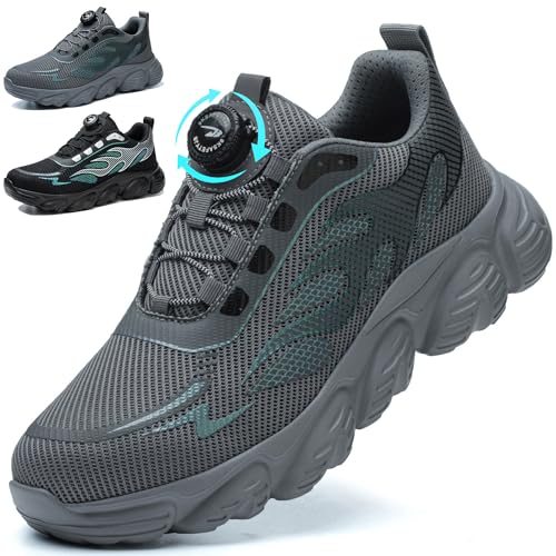 Mitudidi Arbeitsschuhe Herren 42 Unisex Sicherheitsschuhe S3 Leicht Anti-Smasha Safety Shoes for Men Leicht Anti-Punktion Wander-Sneaker Grau