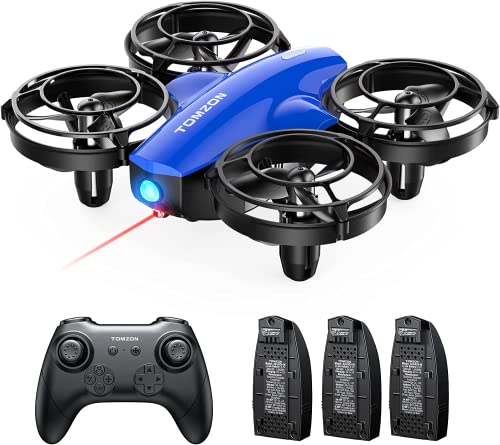 Tomzon mini Drohne für Kinder Anfänger, Flugzeug ferngesteuert mit Kampfmodus, RC Quadrocopter 24min Lange Flugzeit, 360° Propellerschutz, Spielzeug Werfen Go/3D Flip/Kreisflug, mini drone, Blau