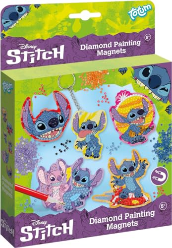 Totum Disney Stitch Diamond Painting Set – 6 Magnete zum Basteln für Kinder