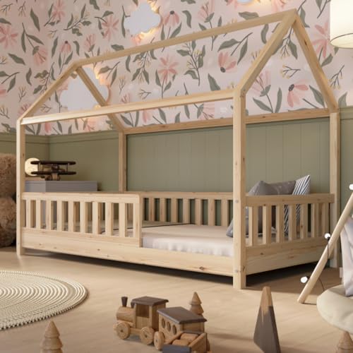 Crazy Pine Montessori Hausbett Crazy Blanco 120x200 cm - Naturholz