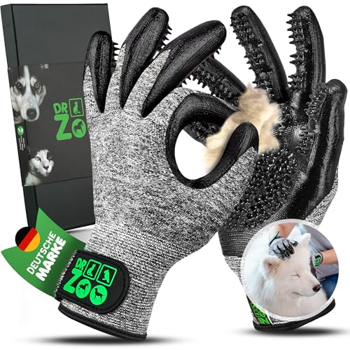 DR Zoo Fellpflegehandschuh für Katze, Hund oder Pferd - (1 Paar, Gr. M) - Handschuh zur Fellpflege aller Katzenhaare und Hundehaare - Waschhandschuh für jedes Tierhaar - Katzen Handschuhe als Bürste
