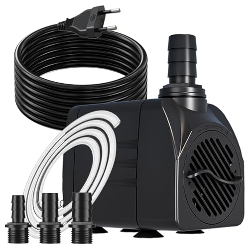 Springbrunnenpumpe 25W 1500L/H Teichpumpe Mit 3m Extra-Langes Kabel Schutz vor Überhitzung Funktion Ultra Leise Aquariumpumpe Wasserpumpen für Brunnen, Hydroponik-Systeme, Submersible Tauchpumpe