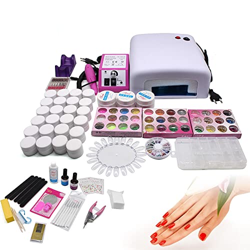 Gelnägel Set Starterset, Nagelstudio Set Komplett UV Gel Set 36W UV Lampe Nagelstudio Nageldesign Profi Nagelstudioset