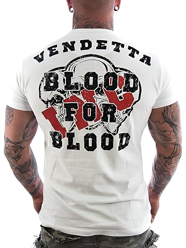 Vendetta Inc. Shirt Blood weiß Tattoo,Skull Freizeit,Sport Herren,Männer Tshirt (M)