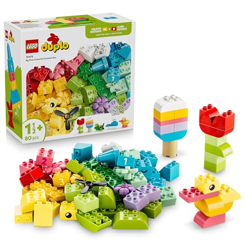 LEGO DUPLO Classic Bunte Kreativbox - Lernspielzeug zur Förderung der Feinmotorik für Kleinkinder - inkl. Zahlensteine, Tiere, Fahrzeuge & Spielessen - Geschenk für Jungen & Mädchen ab 1 Jahr - 10479