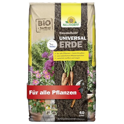 Neudorff NeudoHum UniversalErde - Torffreie Bio-Erde für Balkon, Garten und Zimmerpflanzen, NABU empfohlen, 40 Liter