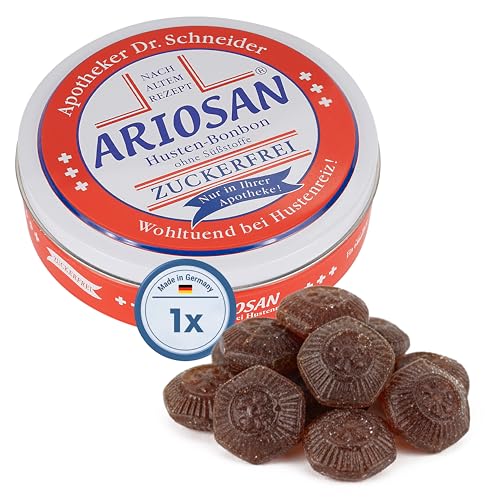 Ariosan Husten-Bonbons Dose - mit Eukalyptus und Pfefferminz - Linderung bei Hals- und Erkältungsbeschwerden - 100 g - Wirkt wohltuend & erfrischend