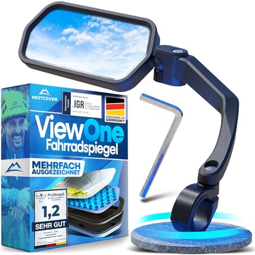 NEXTCOVER® Fahrradspiegel für Lenker [links] mit ProVision-Echtglas I fest sitzender Fahrrad Rückspiegel I Spiegel links I Rückspiegel Fahrrad I Ebike I EScooter I Fahrradspiegel E Bike