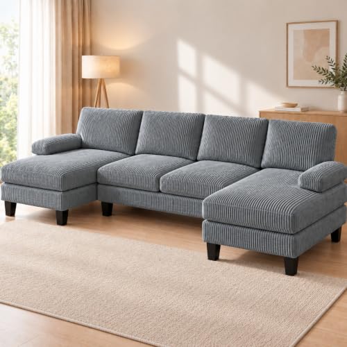Xbro Sofa U Form, Ecksofa mit Schlaffunktion,Dunkelgrau,270 x 122 x 86 cm
