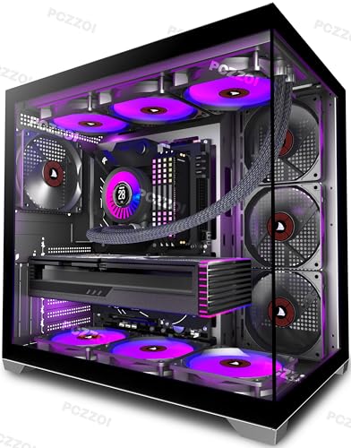 KEDIERS PC Gehäuse - vorinstallierte 4-Lüfter, ATX Mid Tower Gaming Gehäuse, Computergehäuse mit öffnendem Seitenteil aus gehärtetem Glas Schwarz G500
