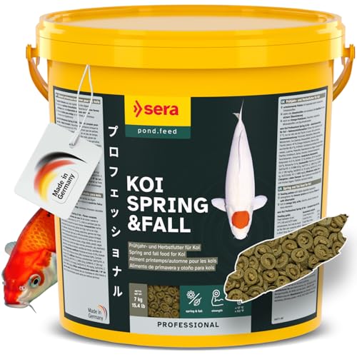 sera Koi Professional Spring & Fall 21 L (7 kg) | Koi Futter für Frühjahr & Herbst unter 17 °C | Koifutter mit leicht verdaulicher Rezeptur | Fischfutter für gesundes Wachstum | Karpfenfutter
