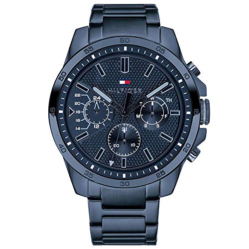 Tommy Hilfiger Multi Zifferblatt Quarz Uhr für Herren mit Blaues Edelstahlarmband - 1791560