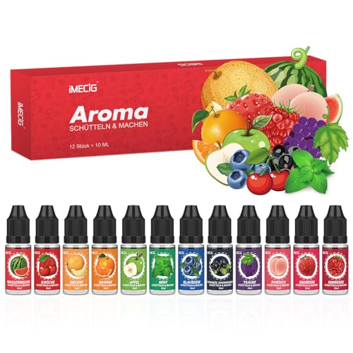 IMECIG konzentriertes Aroma 12 X 10 ML Set, Schütteln & Machen, Natürliches Konzentriertes Aroma in Lebensmittelqualität, Optimal für DIY, Hochwertiges Aroma zum Backen, Kochen, Raumerfrischung uvm.