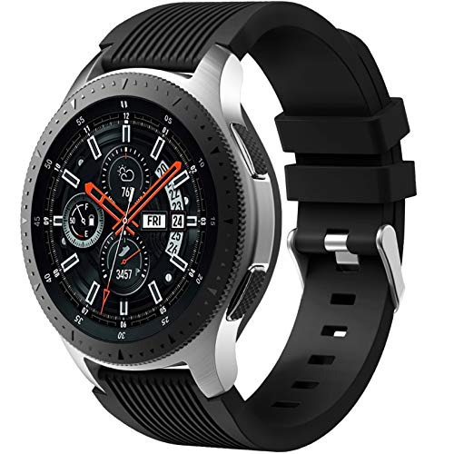 Dirrelo Armband Kompatibel mit Samsung Galaxy Watch 3 45mm/Galaxy Watch 46mm/Huawei GT 2 46mm, 22mm Weiche Silikon Sport Armbänder Ersatz für Samsung Gear S3 Frontier für Herren Damen, Schwarz