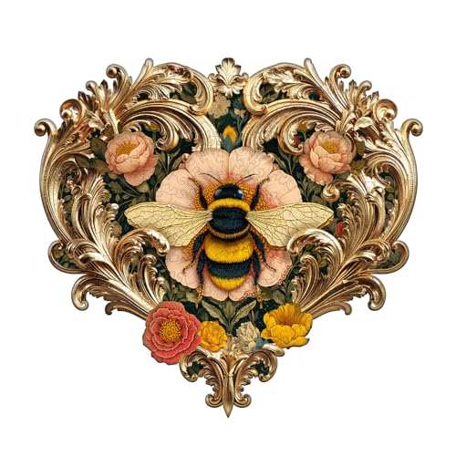 Jigfoxy Holzpuzzle für Erwachsene, William-Morris-Biene Holz Puzzle, einzigartiges Tierpuzzle aus Holz, Geschenk zu Weihnachten für Familie und Freunde, L-34.1 * 31.4cm-230Teile
