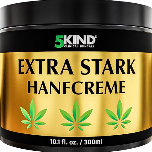 5kind Extra Starke Hanfcreme 300ml - Hochkonzentriertes Hanföl und Arnika-Creme - zur Massage von Gelenken & Muskeln, unterem Rücken, Knien, Nacken & Schultern - Reich an natürlichen Extrakten
