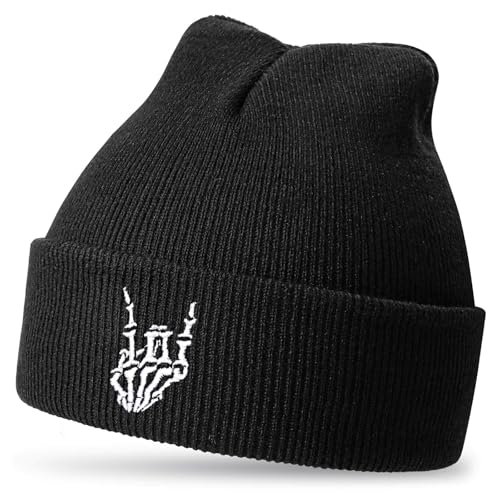 Jeasona Skelett Halloween Hut Mütze Totenkopf Totenkopf Geschenke Skull Heavy Metal Geschenk Emo Goth Gothic Accessoires Punk