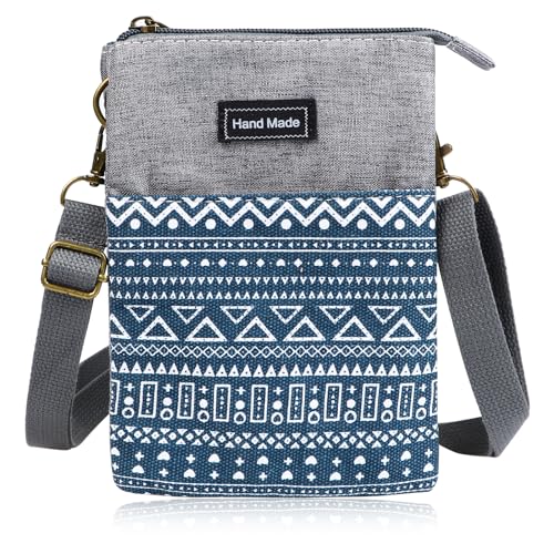 LINXIU Handytasche zum Umhängen Damen Handy Umhängetasche Mini Crossbody Schultertasche Brieftasche mit verstellbarer Riemen (Blau)