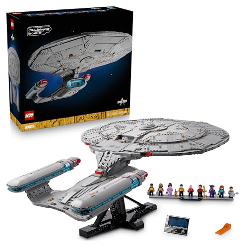 LEGO Icons Star Trek: U.S.S. Enterprise NCC-1701-D - Bauset für Erwachsene - 2 Shuttlepods, Trennfunktion & 9 Minifiguren mit Jean-Luc Picard & William Riker - Geschenk für Männer und Frauen - 10356