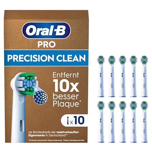 Oral-B Pro Precision Clean – ORIGINAL Aufsteckbürsten für Elektrische Zahnbürste – Zahnreinigung, Ersatzbürsten mit X-Borsten, Zahnbürstenaufsatz mit Briefkastenfähige Verpackung – Weiß, 10 Stück