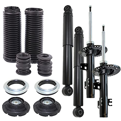 ATEC Germany 4x Gasdruck Stoßdämpfer Vorne und Hinten Federbein inkl. Domlager & Staubschutzsatz, Kompatibel mit VW MULTIVAN T5 (7HM, 7HN, 7HF, 7EF, 7EM, 7EN)