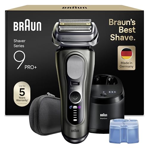 Braun Series 9 PRO+ Rasierer Herren Elektrisch, 5+1 Ultradünne Klingen, Elektrorasierer, Rasierapparat mit 60 Min. Akku, Reinigungsstation, Nass- und Trockenrasierer, Made in Germany, 9665cce, Graphit