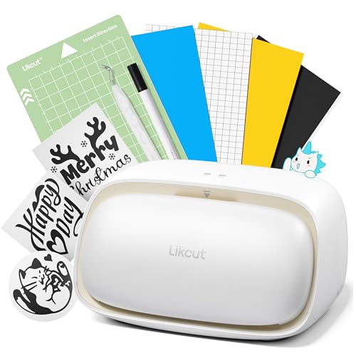 Likcut S501 Plottermaschine, Mini Schneideplotter Verfügbar für Vinyl, Iron on und Karten mit Einsteiger Set, Beige