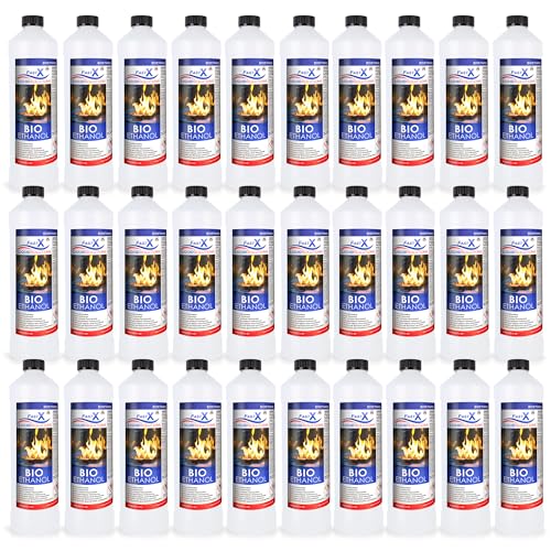 Fast X Bio Ethanol 30x1L - 100% Natürlich, für Ethanol-kamine & Tischkamine. Umweltfreundlich & geruchsfrei, sicher für Raum- & Gartenfeuer mit rückstandsloser Verbrennung