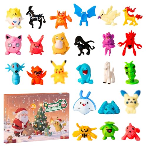 Oirigaga Adventskalender Mini-Figuren Set, 24 Stück Zufällige Cartoon Anime Kleine Spielzeugfiguren für Kinder, Weihnachts & Geburtstagsgeschenk mit Täglichen Überraschungen für Jungen und Mädchen