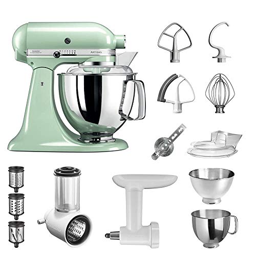 KitchenAid Artisan Küchenmaschine Starter Paket 5KSM175PSEPT inkl. Gemüseschneider Fleischwolf und vielem Zubehör (Pistazie)